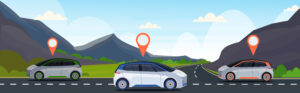 Dessin montrant des voitures offrant le covoiturage