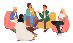 Illustration : des jeunes discutent ensemble