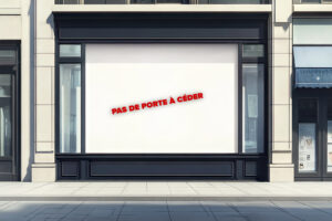 Vitrine de commerce avec inscrit : Pas de porte à céder